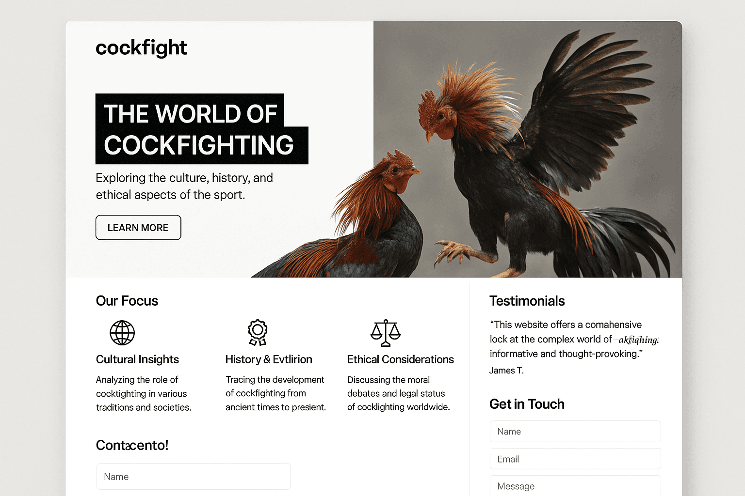 cockfight.me website mockup